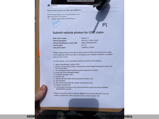 Продажа на аукционе авто 2011 Ford Transit Connect Xlt, vin: NM0LS7BN0BT067589, номер лота: 40086328