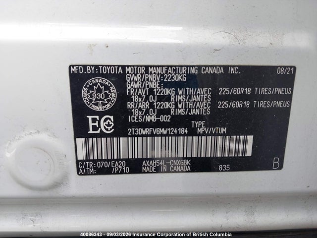2T3DWRFV6MW124184 Toyota RAV4
