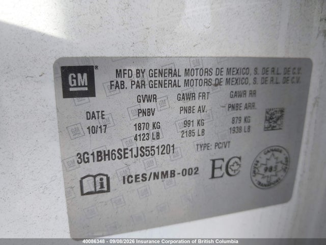 Chevrolet Cruze 2018 3G1BH6SE1JS551201 Image 9
