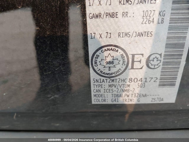 Nissan Rogue S/sl 2017 5N1AT2MT2HC804172 Image 9
