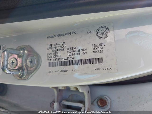 Aukcja sprzedaży 2016 Acura Rdx, vin: 5J8TB4H70GL802820, numer aukcji: 40086365