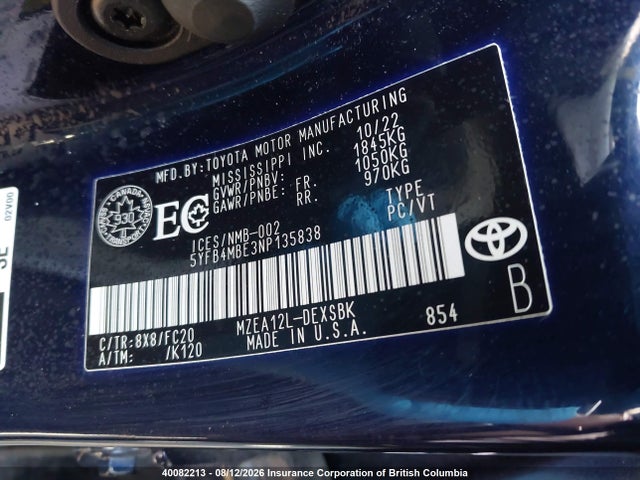 Toyota COROLLA SE 2022 5YFB4MBE3NP135838 Image 29