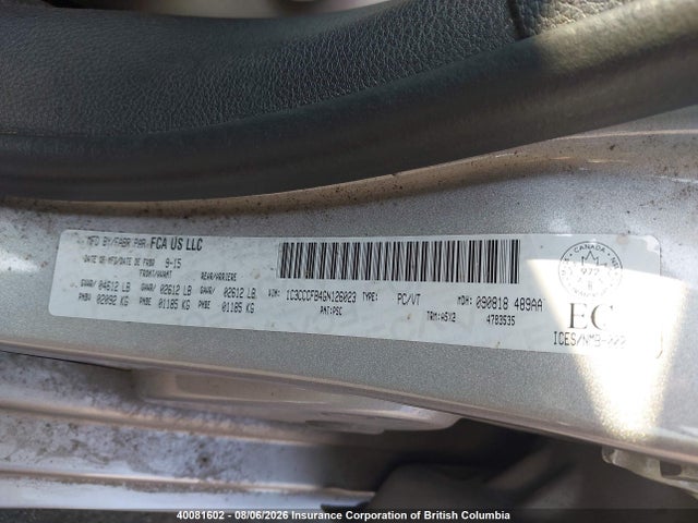 1C3CCCFB4GN126023 Chrysler 200 LX