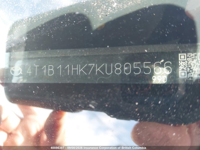 40086387 :رقم المزاد ، 4T1B11HK7KU805566 vin ، 2019 Toyota Camry مزاد بيع