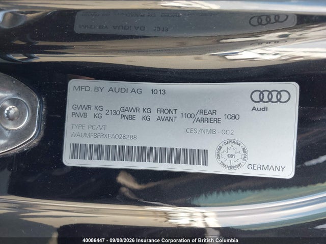 40086447 :رقم المزاد ، WAUMFBFRXEA028288 vin ، 2014 Audi A5 مزاد بيع