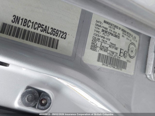 Продаж на аукціоні авто 2010 Nissan Versa S/sl, vin: 3N1BC1CP5AL359723, номер лоту: 40085913