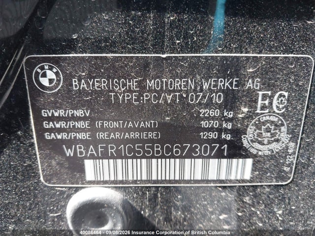 Aukcja sprzedaży 2011 Bmw 528i, vin: WBAFR1C55BC673071, numer aukcji: 40086464