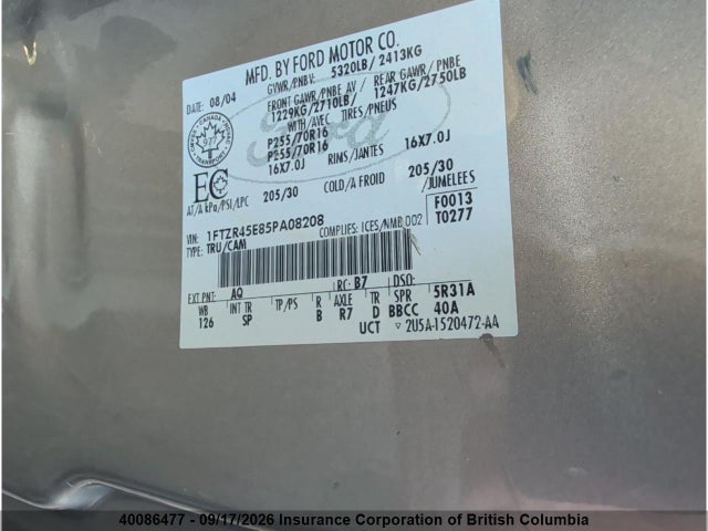 Продажа на аукционе авто 2005 Ford Ranger Super Cab, vin: 1FTZR45E85PA08208, номер лота: 40086477