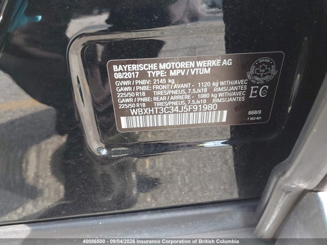 Продаж на аукціоні авто 2018 Bmw X1, vin: WBXHT3C34J5F91980, номер лоту: 40086500