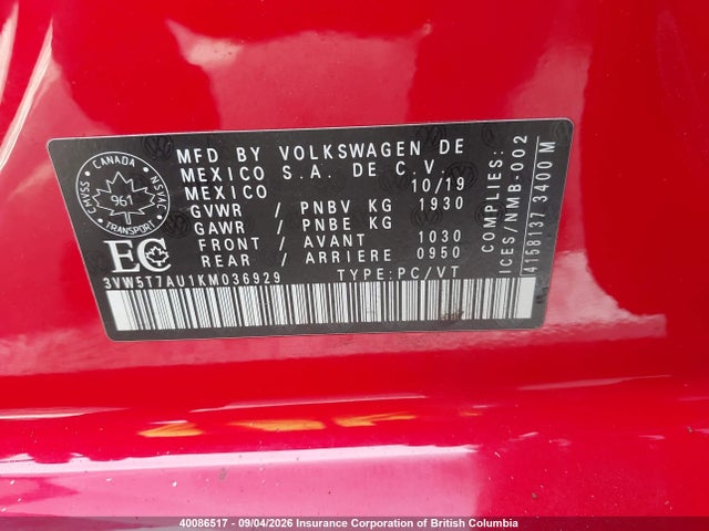 Volkswagen GTI 2019 3VW5T7AU1KM036929 Image 9