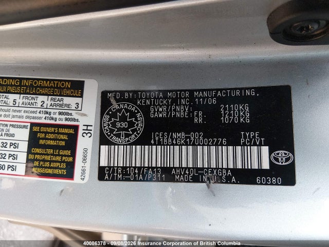 Продажа на аукционе авто 2007 Toyota Camry Hybrid, vin: 4T1BB46K17U002776, номер лота: 40086378