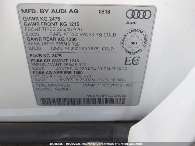 Audi Q5 2018 WA1FNAFY7J2230732 Image 9