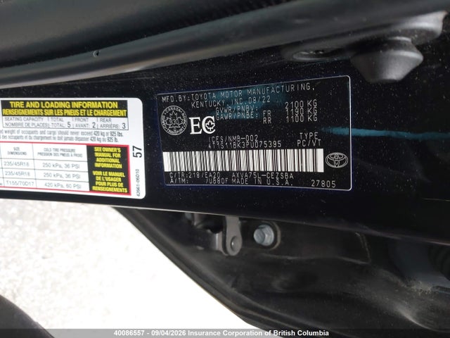 Toyota Camry 2023 4T1S11BK3PU075395 Image 9