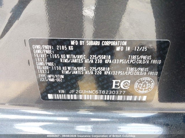 JF2GUHNC6T8230377 Subaru Crosstrek Limited