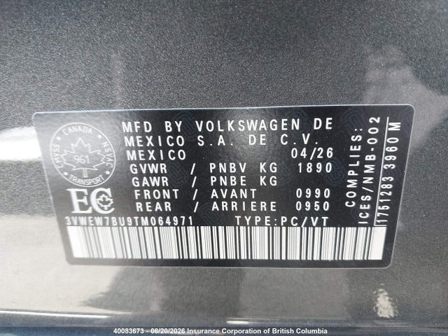 3VWEW7BU9TM064971 Volkswagen Jetta Comfortline