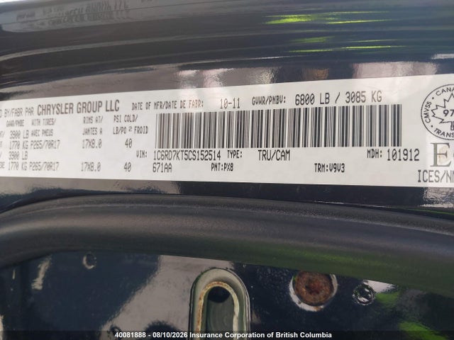 Auction sale of the 2012 Dodge Ram 1500 St, vin: 1C6RD7KT5CS152514, lot number: 40081888