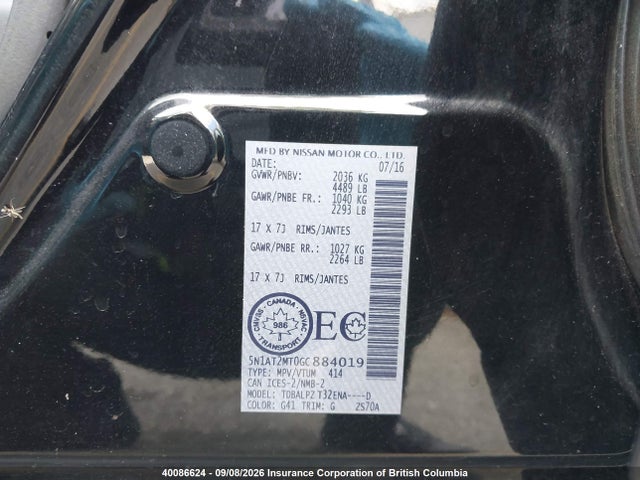 Nissan Rogue 2016 5N1AT2MT0GC884019 Image 9