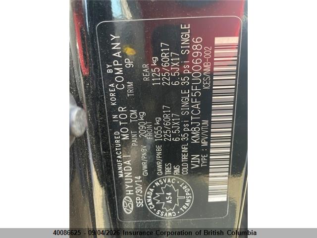 Hyundai TUCSON GLS 2015 KM8JTCAF5FU006986 Image 10