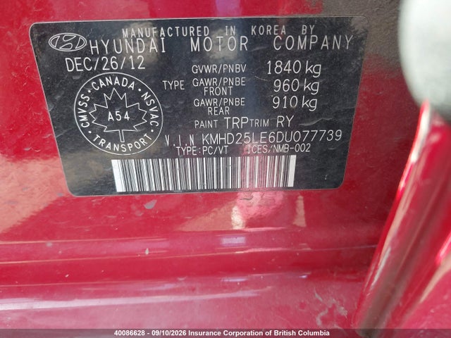 Aukcja sprzedaży 2013 Hyundai Elantra Gt, vin: KMHD25LE6DU077739, numer aukcji: 40086628