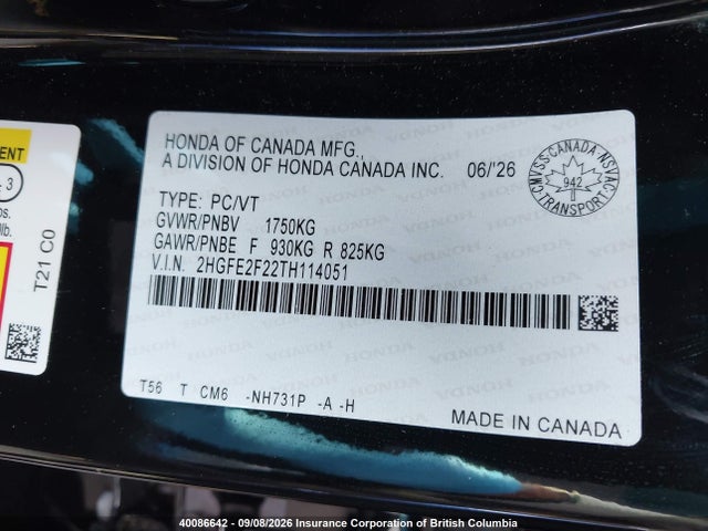 Honda Civic 2026 2HGFE2F22TH114051 Image 9