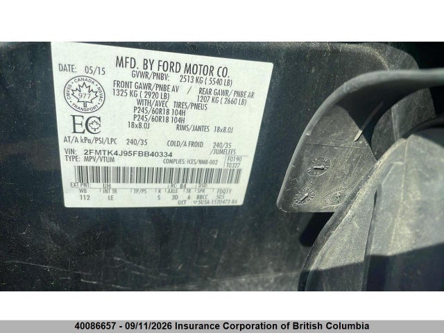 2FMTK4J95FBB40334 Ford Edge
