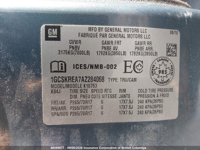 2010 Chevrolet Silverado K1500 Ls მანქანა იყიდება აუქციონზე, vin: 1GCSKREA7AZ284068, აუქციონის ნომერი: 40086677