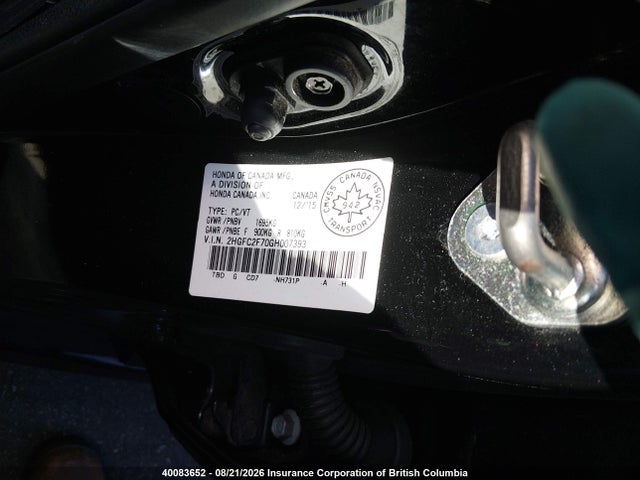 2HGFC2F70GH007393 Honda CIVIC EX
