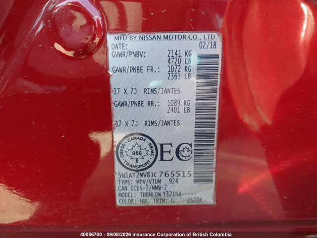 Nissan Rogue 2018 5N1AT2MV8JC765515 Image 9