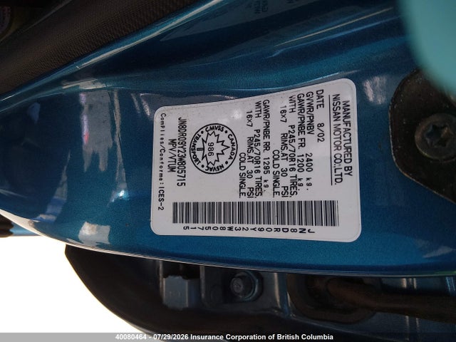 Auction sale of the 2003 Nissan Pathfinder Le/se, vin: JN8DR09Y23W805715, lot number: 40080464