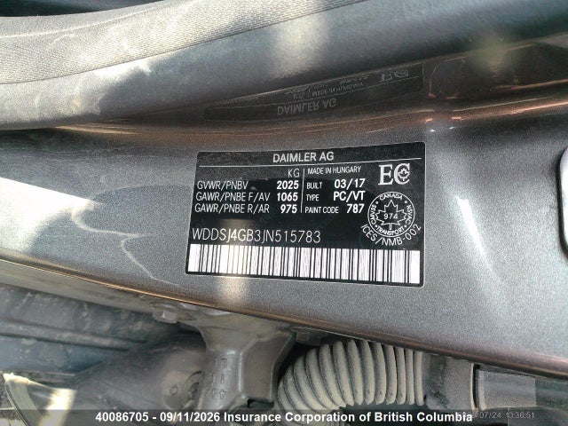 WDDSJ4GB3JN515783 Mercedes-Benz CLA 250 4MATIC