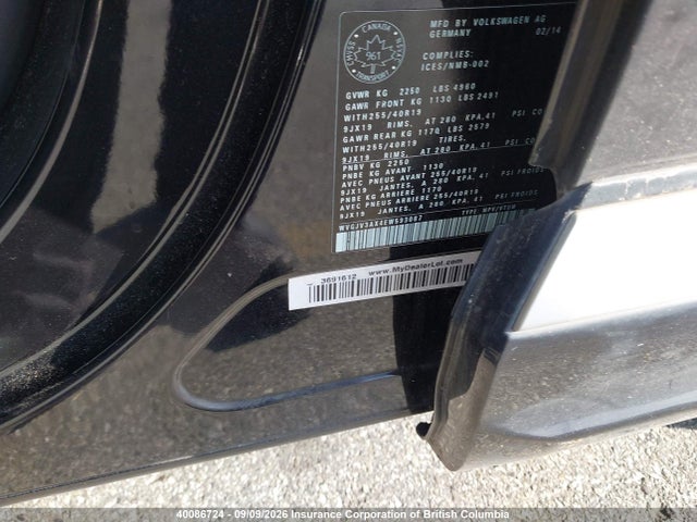 40086724 :رقم المزاد ، WVGJV3AX4EW593087 vin ، 2014 Volkswagen Tiguan S/se/sel/r-line مزاد بيع