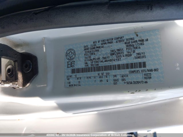 Продажа на аукционе авто 2006 Ford Ford E150, vin: 1FTRE14L46HB32157, номер лота: 40086742