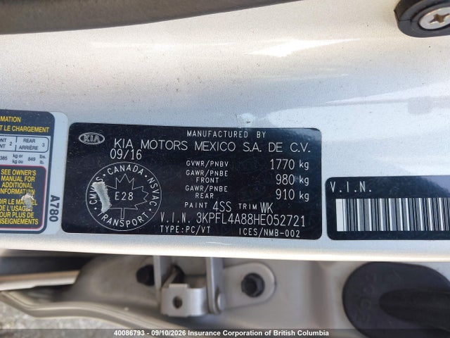 Aukcja sprzedaży 2017 Kia Forte, vin: 3KPFL4A88HE052721, numer aukcji: 40086793