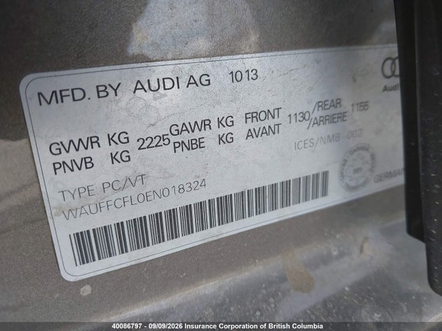 40086797 :رقم المزاد ، WAUFFCFL0EN018324 vin ، 2014 Audi A4 مزاد بيع