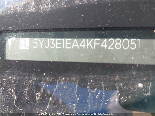5YJ3E1EA4KF428051 Tesla MODEL 3