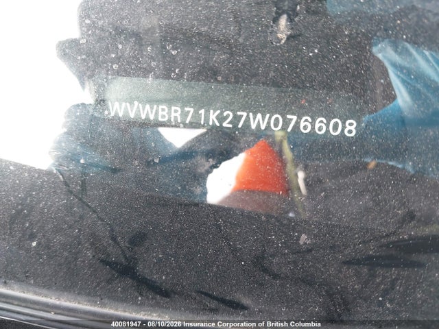 40081947 :رقم المزاد ، WVWBR71K27W076608 vin ، 2007 Volkswagen Rabbit مزاد بيع