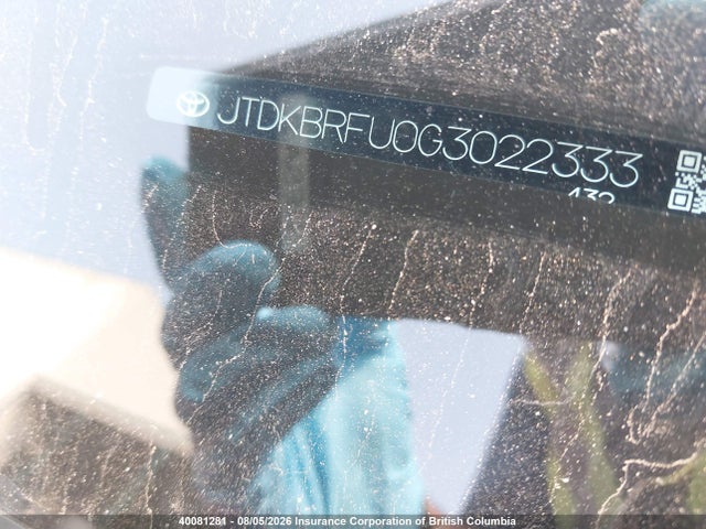 40081281 :رقم المزاد ، JTDKBRFU0G3022333 vin ، 2016 Toyota Prius مزاد بيع