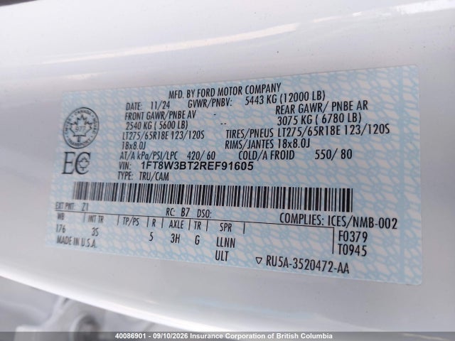 Продажа на аукционе авто 2024 Ford F350, vin: 1FT8W3BT2REF91605, номер лота: 40086901