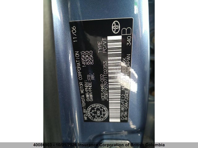 Aukcja sprzedaży 2007 Toyota Yaris, vin: JTDBT923971102753, numer aukcji: 40086903