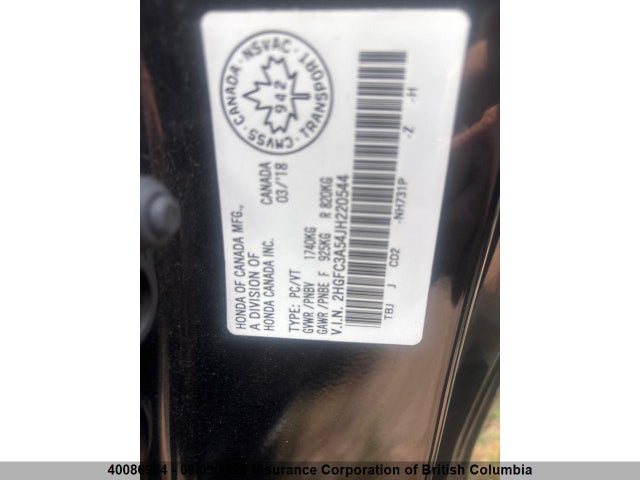 2HGFC3A54JH220544 Honda Civic