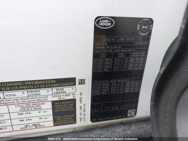 SALEJ7EX9L2033176 Land Rover Defender 110 S
