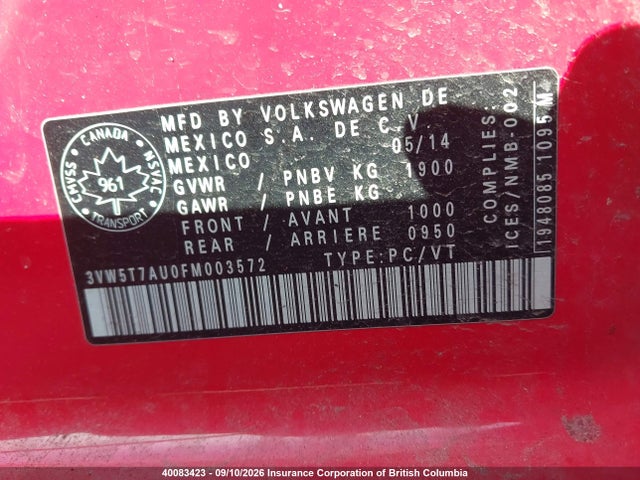 Продаж на аукціоні авто 2015 Volkswagen Gti, vin: 3VW5T7AU0FM003572, номер лоту: 40083423