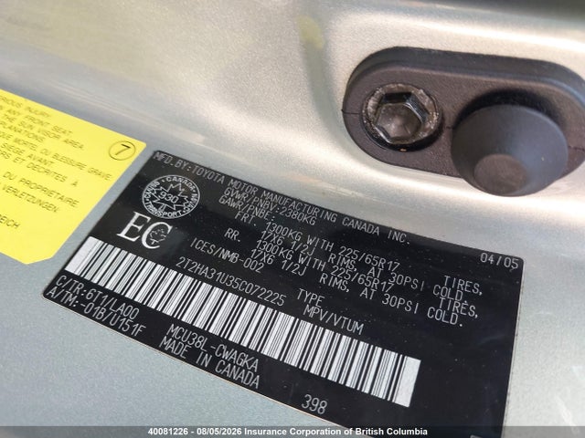 Aukcja sprzedaży 2005 Lexus Rx 330, vin: 2T2HA31U35C072225, numer aukcji: 40081226