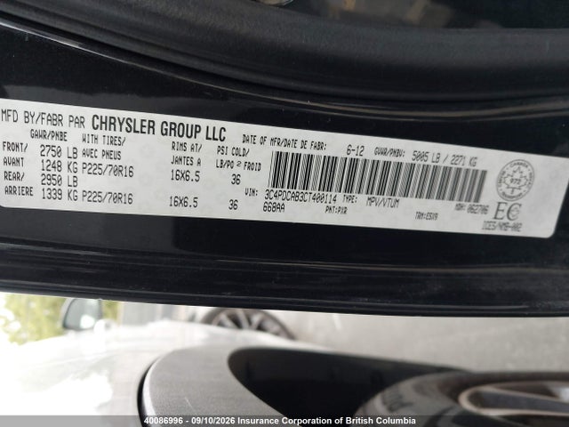 Aukcja sprzedaży 2012 Dodge Journey Se, vin: 3C4PDCAB3CT400114, numer aukcji: 40086996