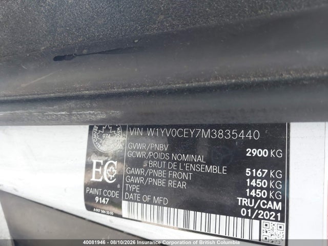 Продажа на аукционе авто 2021 Mercedes-benz Metris, vin: W1YV0CEY7M3835440, номер лота: 40081946