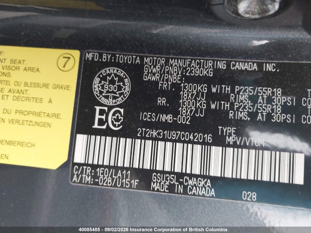 Продаж на аукціоні авто 2007 Lexus Rx 350, vin: 2T2HK31U97C042016, номер лоту: 40085485