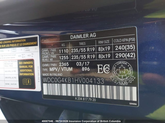 Aukcja sprzedaży 2017 Mercedes-benz Glc 300 4matic, vin: WDC0G4KB1HV004133, numer aukcji: 40087046