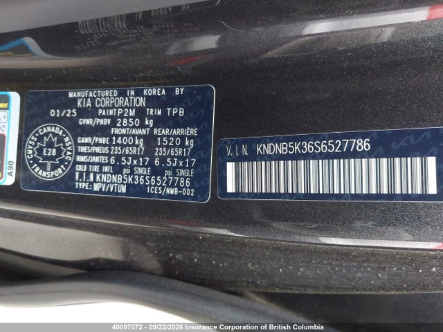 Продаж на аукціоні авто 2025 Kia Carnival Lx/lxs, vin: KNDNB5K36S6527786, номер лоту: 40087072