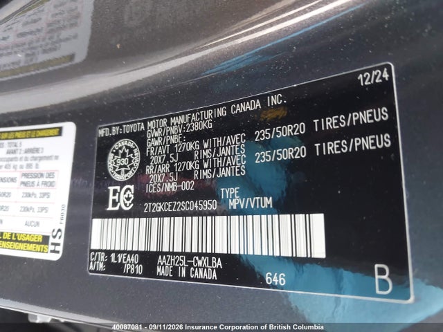2T2GKCEZ2SC045950 Lexus Nx 350h Base/350h Premium/350h Luxury
