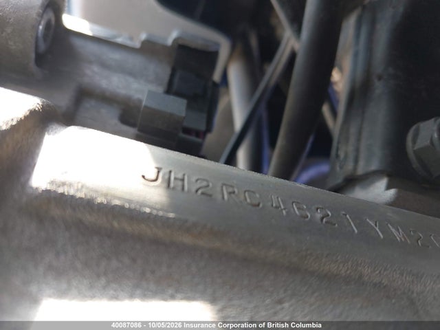 2000 Honda Vfr800 Fi მანქანა იყიდება აუქციონზე, vin: JH2RC4621YM200072, აუქციონის ნომერი: 40087086